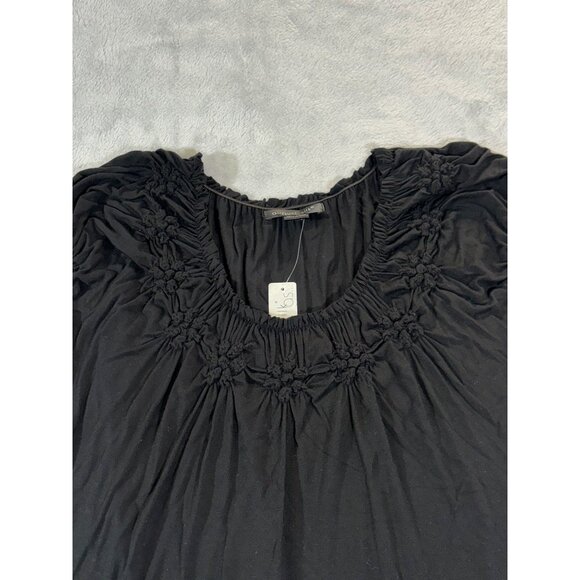 August Silk blouse Women's Large black flower lined neckline - Picture 5 of 12